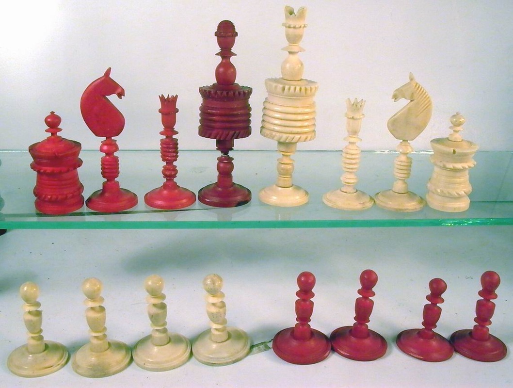 Morphy Bone Barleycorn Chess Pieces - www.